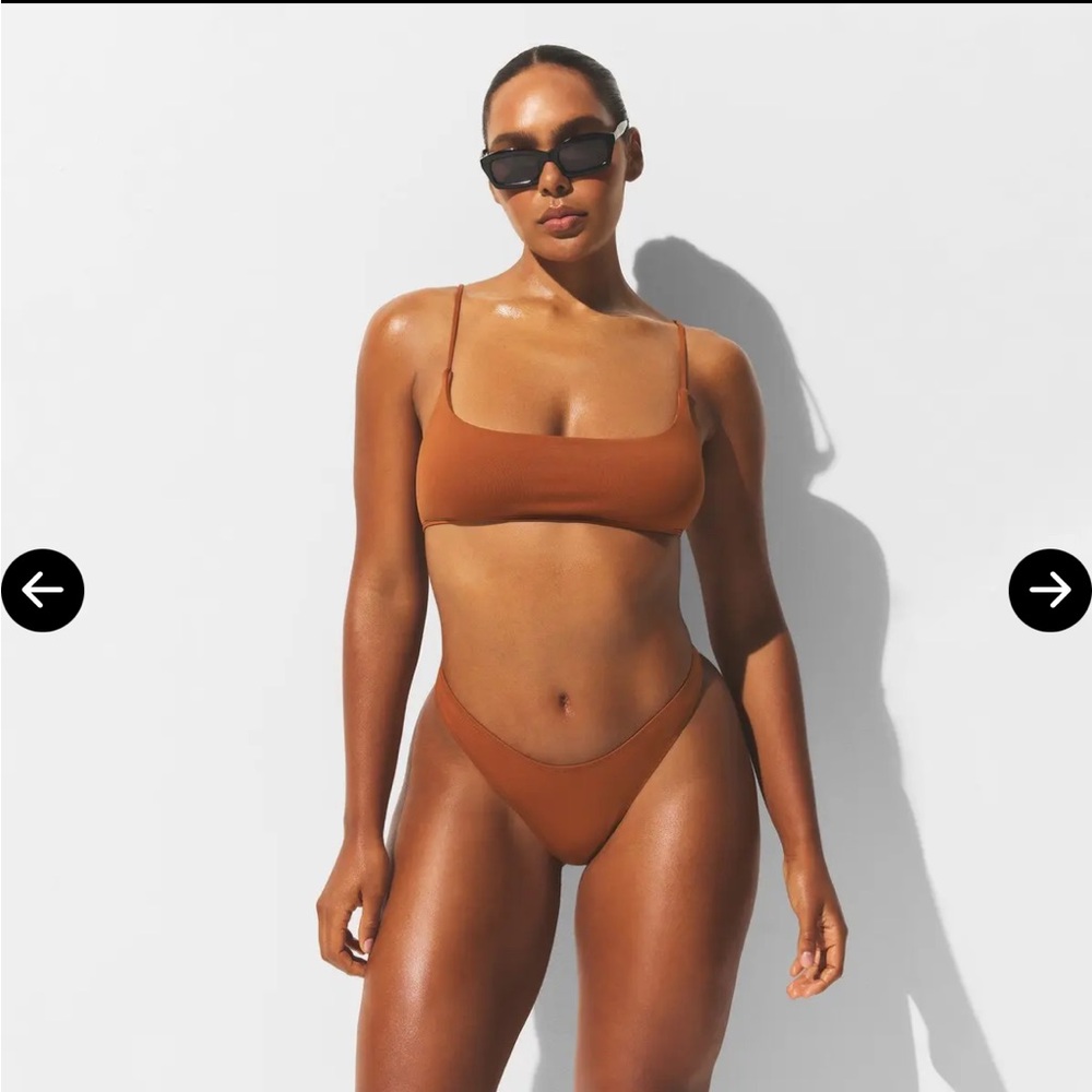 SET!Skims BRONZE classic swim LARGE square neck top/bikini bottom NWT🧡Sw24